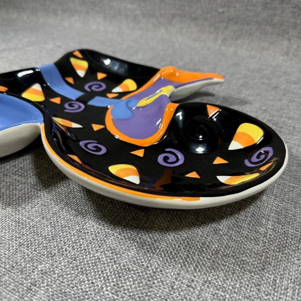 VTG Spooky Hollow Vanson 2003 Witch Shoe Holder Halloween Candy Dish Ceramic